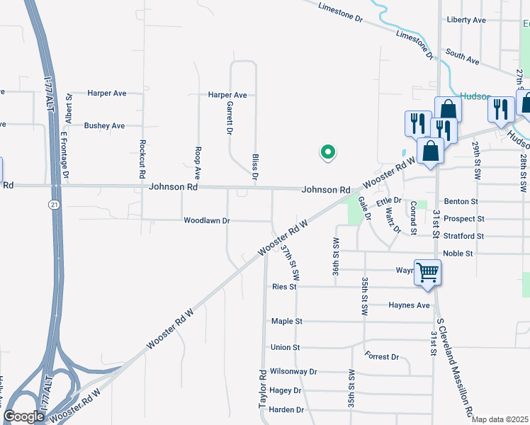 map of restaurants, bars, coffee shops, grocery stores, and more near 3535 Woodlawn Dr in Norton
