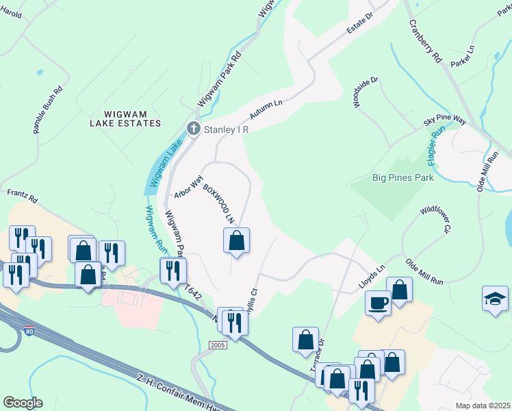 map of restaurants, bars, coffee shops, grocery stores, and more near 132 Arbor Way in Stroudsburg