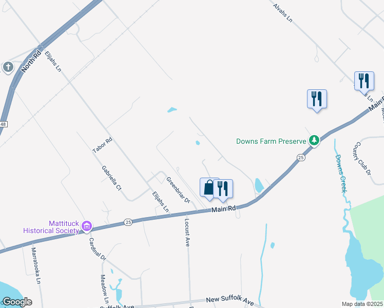 map of restaurants, bars, coffee shops, grocery stores, and more near 770 Wagon Wheel Lane in Cutchogue