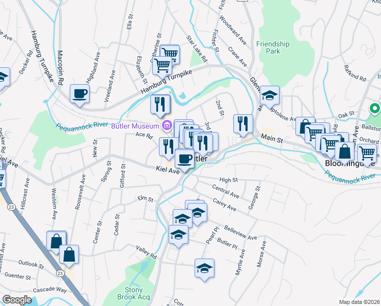 map of restaurants, bars, coffee shops, grocery stores, and more near in Butler