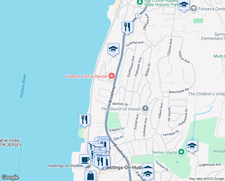 map of restaurants, bars, coffee shops, grocery stores, and more near in Hastings-on-Hudson