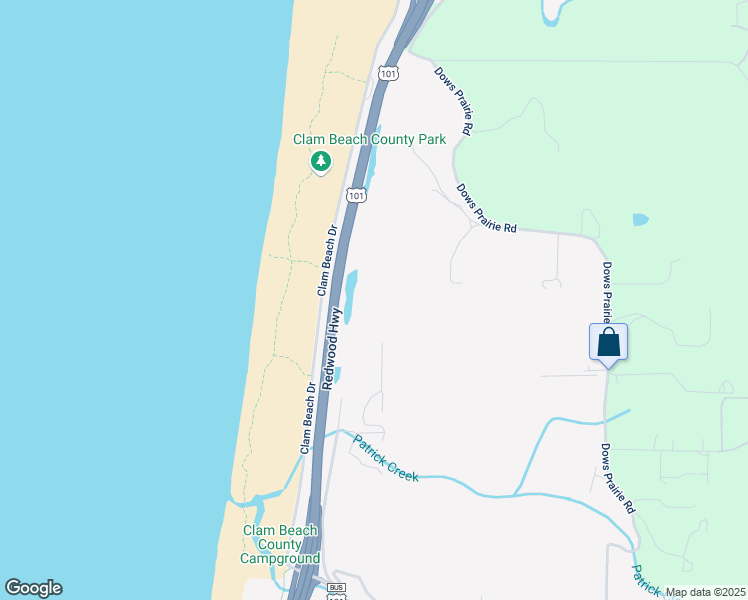 map of restaurants, bars, coffee shops, grocery stores, and more near 5300 Patrick Creek Drive in McKinleyville