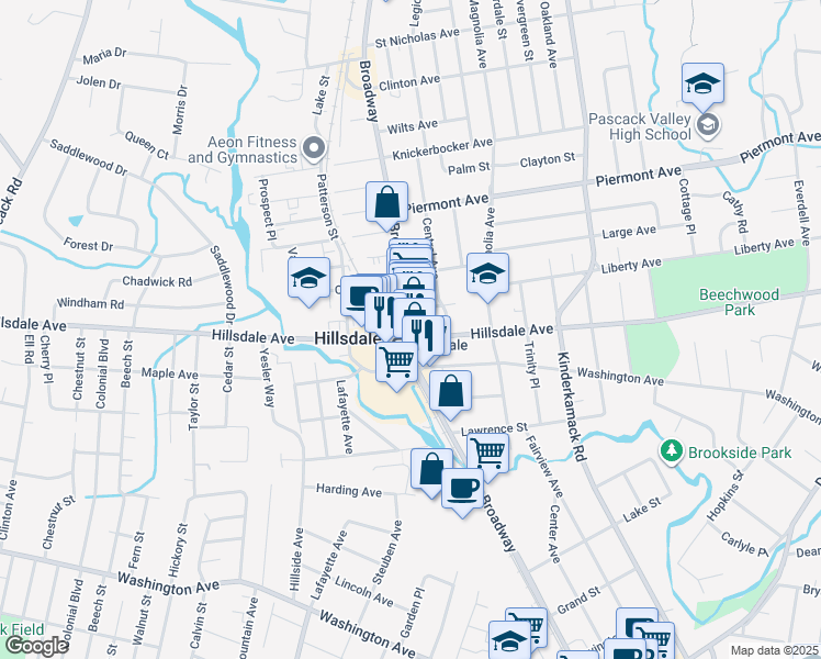 map of restaurants, bars, coffee shops, grocery stores, and more near in Hillsdale