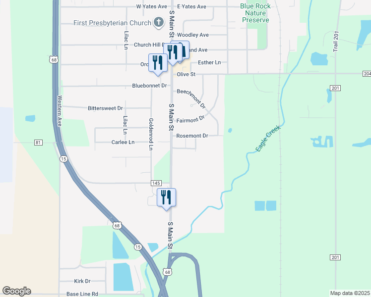 map of restaurants, bars, coffee shops, grocery stores, and more near Findlay Garden Apartment in Findlay