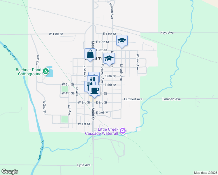 map of restaurants, bars, coffee shops, grocery stores, and more near 207 East 4th Street in Malvern