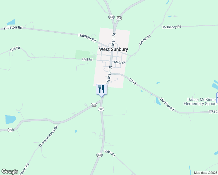 map of restaurants, bars, coffee shops, grocery stores, and more near 163 South Main Street in West Sunbury
