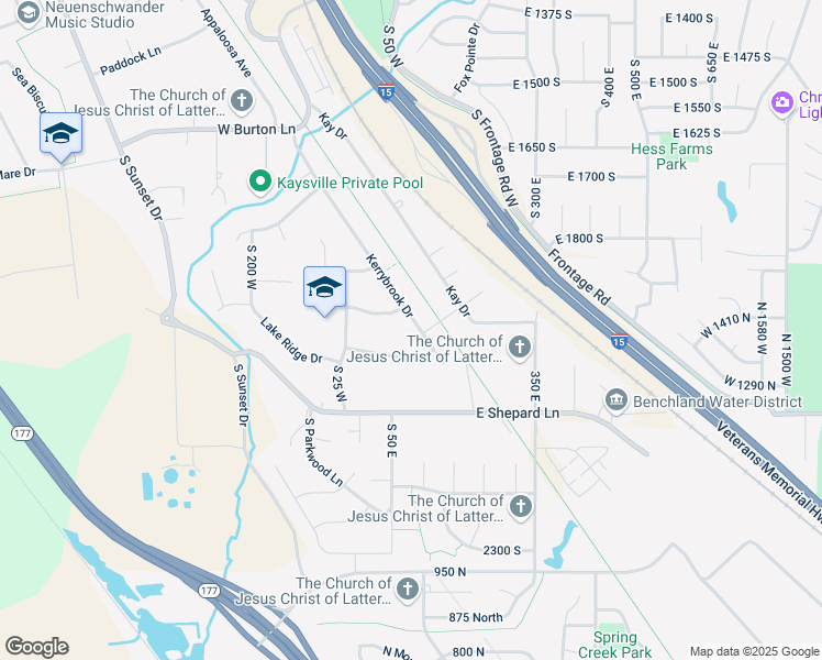 map of restaurants, bars, coffee shops, grocery stores, and more near 93 East 1950 South in Kaysville