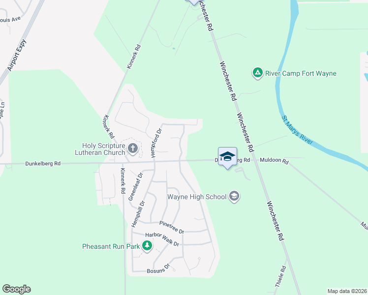 map of restaurants, bars, coffee shops, grocery stores, and more near 8600-8698 Winchester Ridge Drive in Fort Wayne