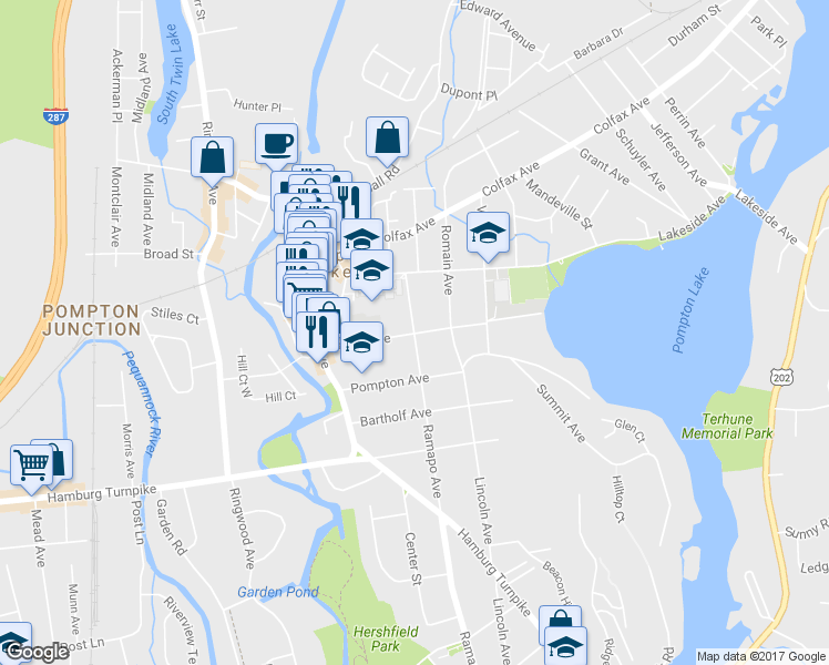 map of restaurants, bars, coffee shops, grocery stores, and more near 99 Lenox Avenue in Pompton Lakes