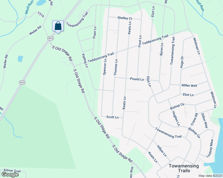 map of restaurants, bars, coffee shops, grocery stores, and more near 41 Thomas Lane in Albrightsville