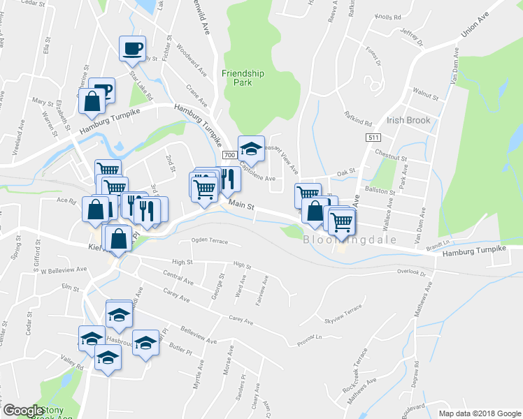 map of restaurants, bars, coffee shops, grocery stores, and more near 91 County Road 511 in Bloomingdale