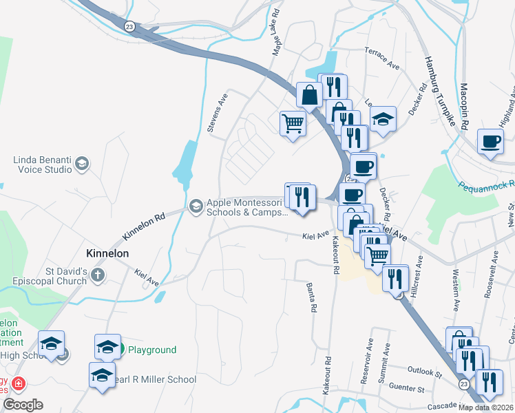 map of restaurants, bars, coffee shops, grocery stores, and more near 39 Kinnelon Road in Kinnelon
