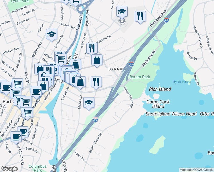 map of restaurants, bars, coffee shops, grocery stores, and more near 40 Talbot Lane in Greenwich