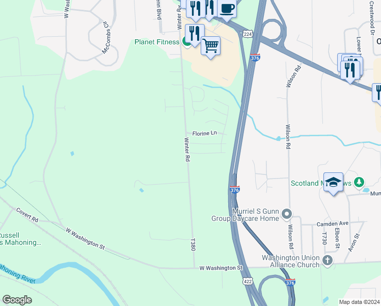 map of restaurants, bars, coffee shops, grocery stores, and more near 200 Charlotte Lane in New Castle
