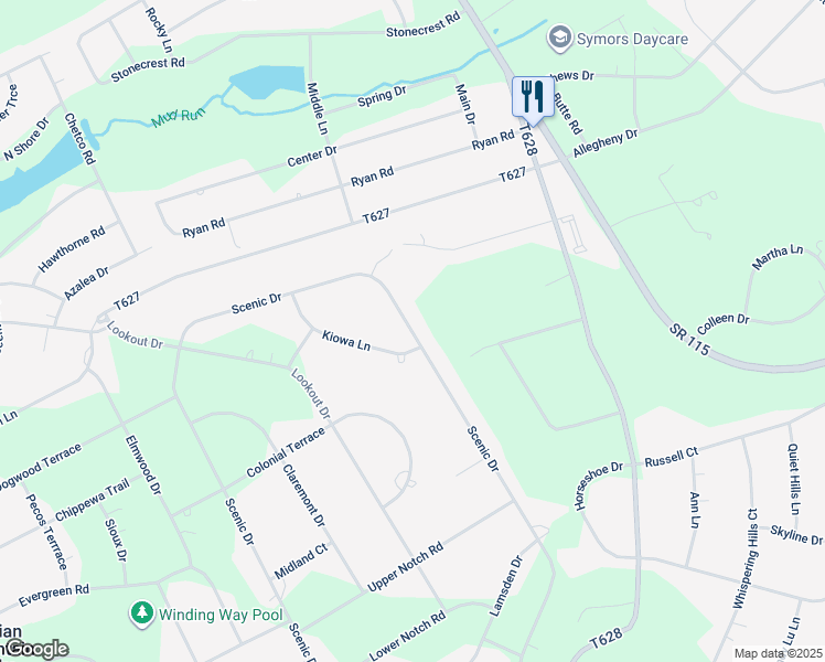 map of restaurants, bars, coffee shops, grocery stores, and more near 785 Scenic Drive in Albrightsville