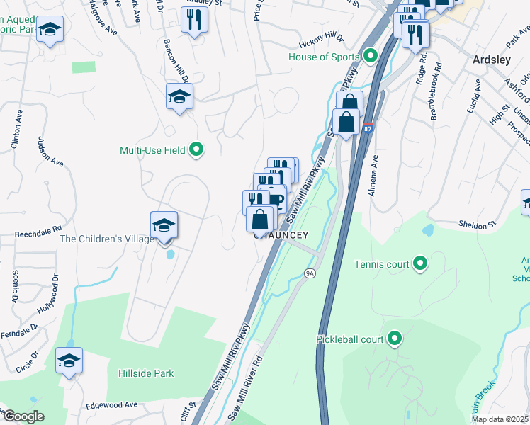 map of restaurants, bars, coffee shops, grocery stores, and more near 35 Hamilton Street in Dobbs Ferry