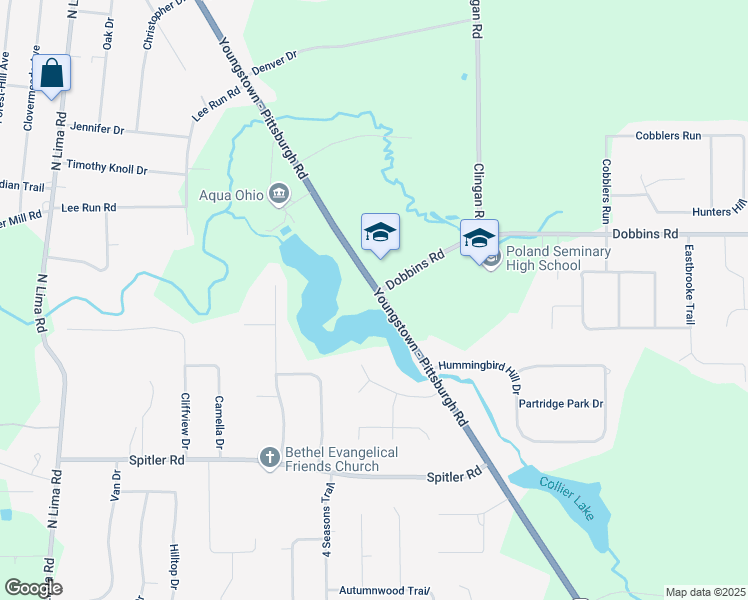 map of restaurants, bars, coffee shops, grocery stores, and more near 3030 Dobbins Road in Youngstown