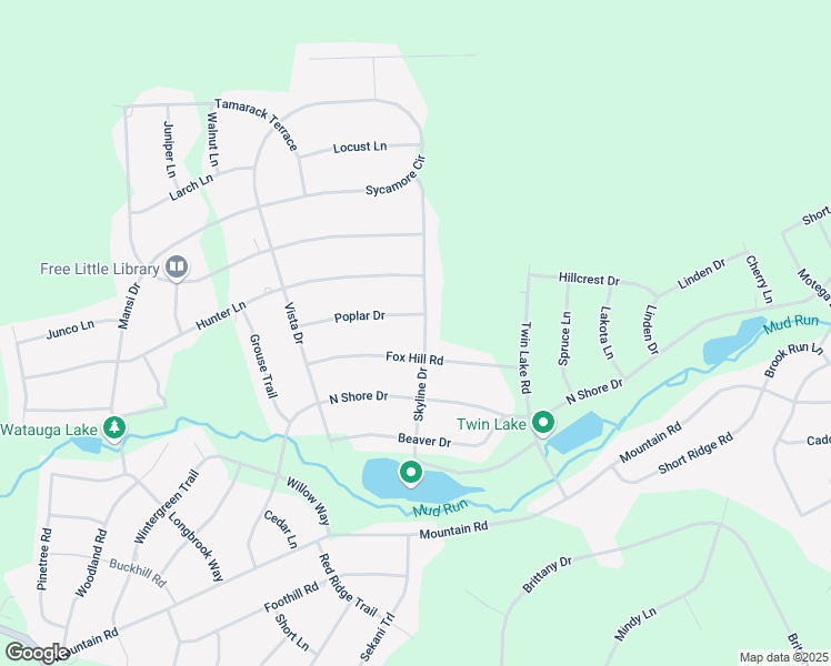 map of restaurants, bars, coffee shops, grocery stores, and more near 45 Skyline Drive in Albrightsville