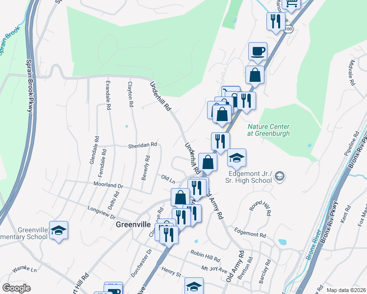 map of restaurants, bars, coffee shops, grocery stores, and more near 4 Stoneybrook Lane in Scarsdale