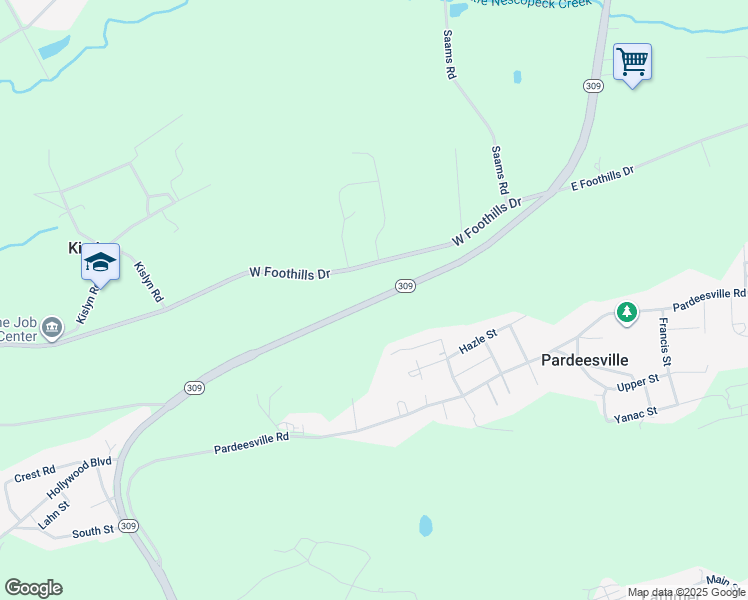 map of restaurants, bars, coffee shops, grocery stores, and more near South Mountain Boulevard in Luzerne County