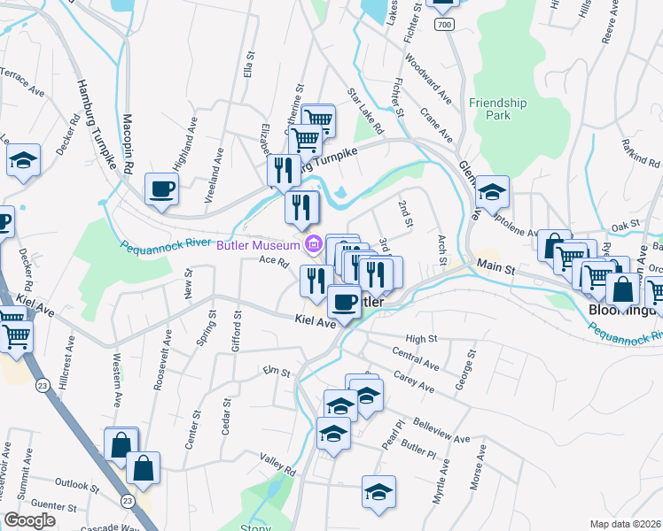 map of restaurants, bars, coffee shops, grocery stores, and more near in Butler