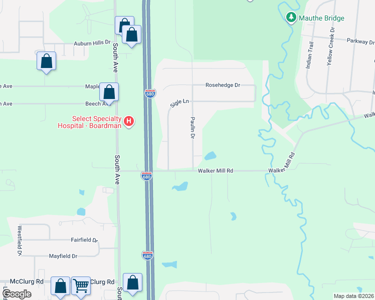 map of restaurants, bars, coffee shops, grocery stores, and more near 8060 Paulin Drive in Poland