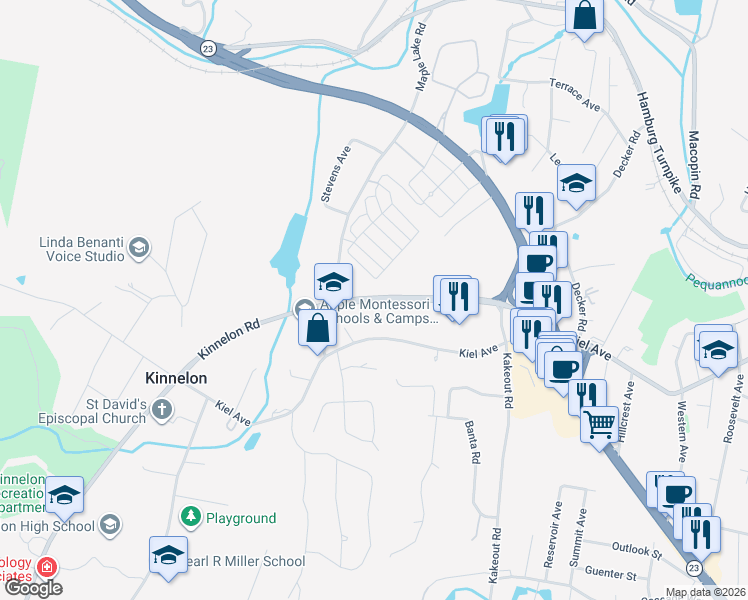 map of restaurants, bars, coffee shops, grocery stores, and more near 39 Kinnelon Road in Kinnelon