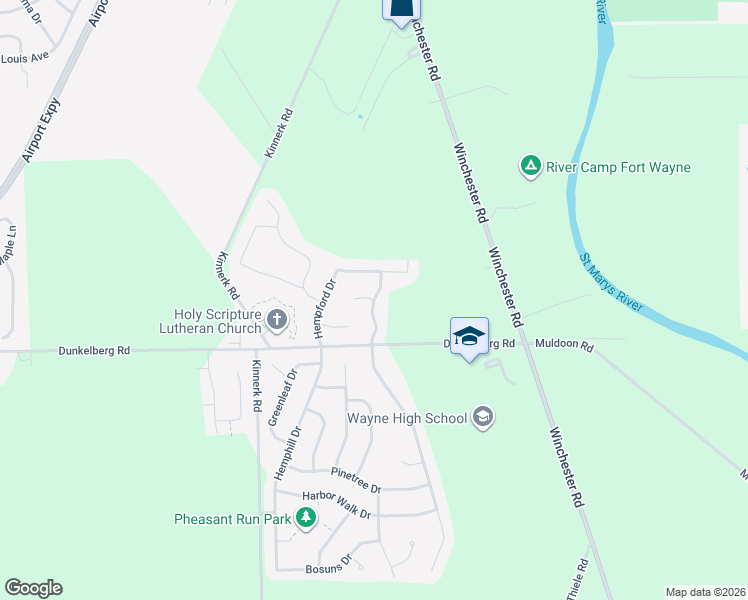 map of restaurants, bars, coffee shops, grocery stores, and more near 8698 Winchester Ridge Dr in Fort Wayne