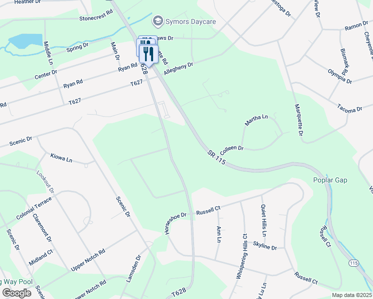 map of restaurants, bars, coffee shops, grocery stores, and more near 1214 Toll Road in Effort