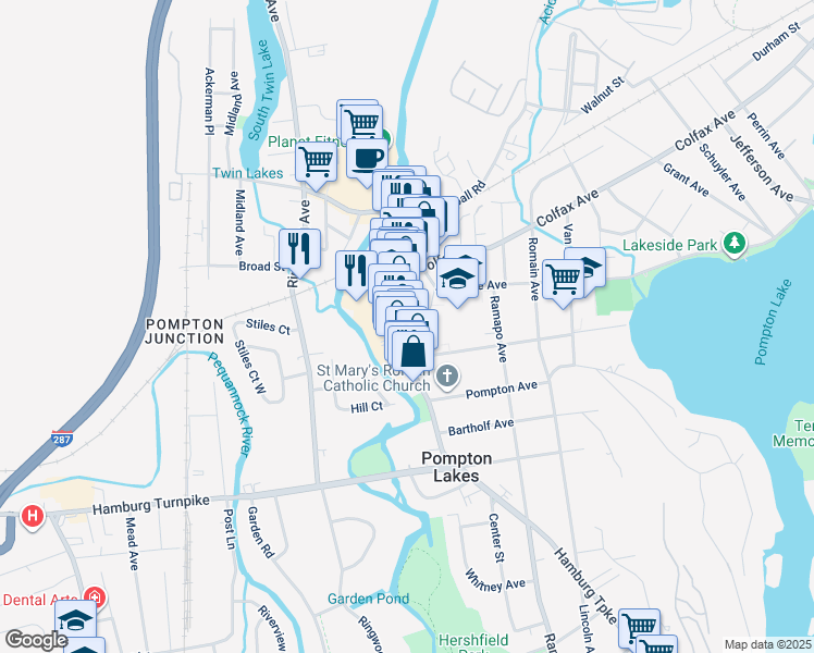 map of restaurants, bars, coffee shops, grocery stores, and more near 261 Wanaque Avenue in Pompton Lakes