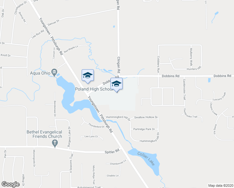 map of restaurants, bars, coffee shops, grocery stores, and more near 3199 Dobbins Road in Youngstown
