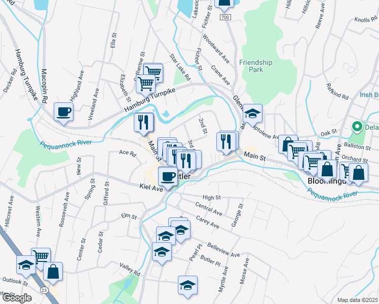 map of restaurants, bars, coffee shops, grocery stores, and more near 27 3rd St in Butler