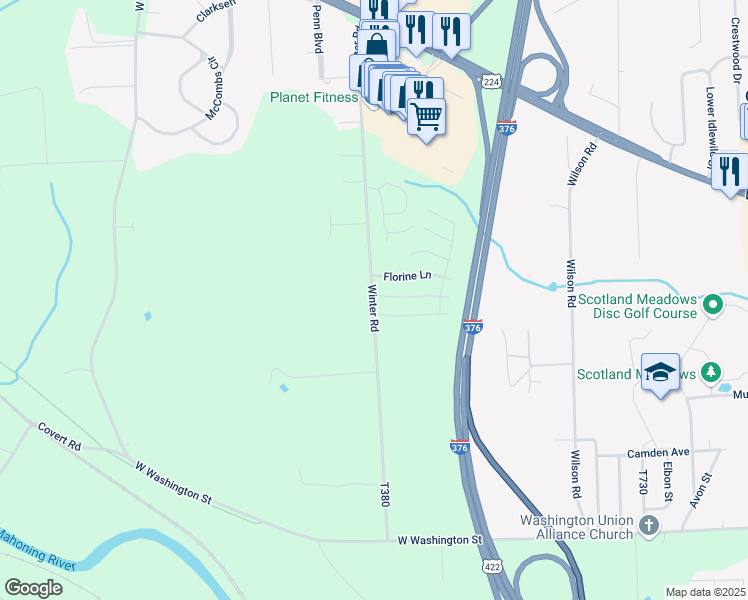 map of restaurants, bars, coffee shops, grocery stores, and more near 200 Charlotte Lane in New Castle