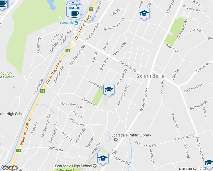 map of restaurants, bars, coffee shops, grocery stores, and more near 69 Hampton Road in Scarsdale