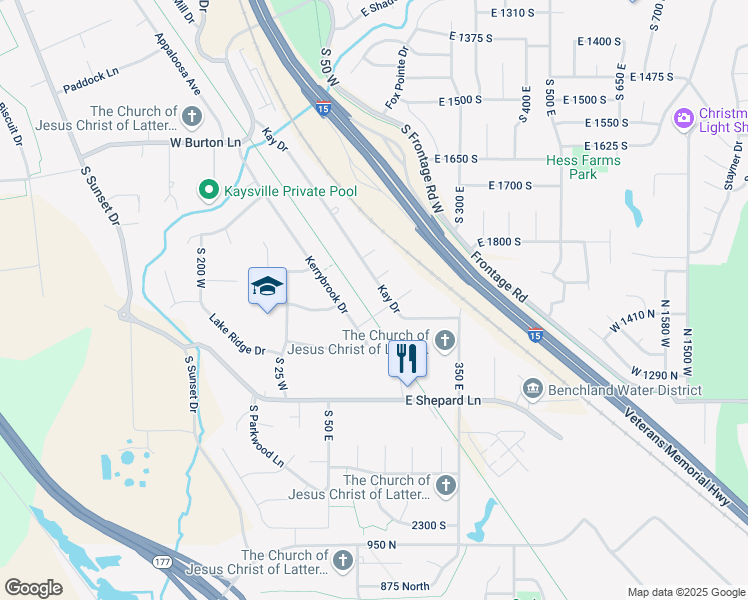 map of restaurants, bars, coffee shops, grocery stores, and more near 1854 Kay Dr in Kaysville