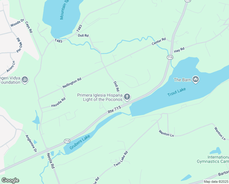 map of restaurants, bars, coffee shops, grocery stores, and more near 123 Doll Road in Stroudsburg