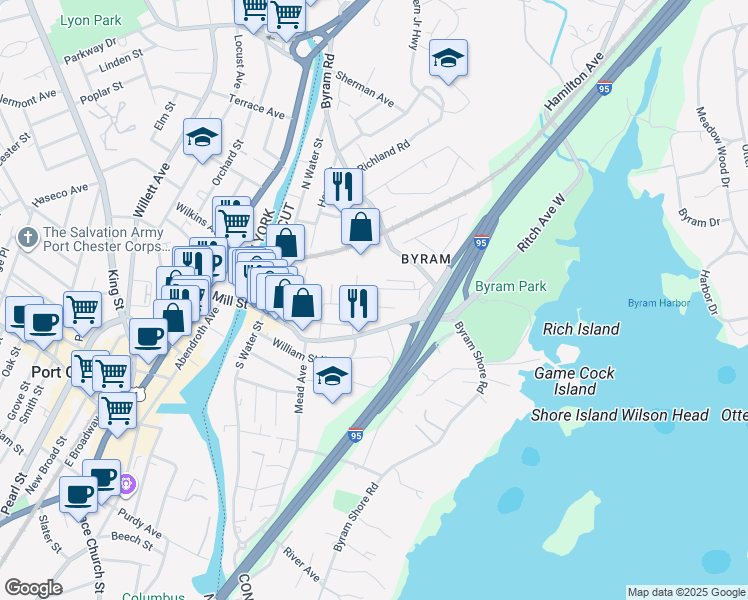 map of restaurants, bars, coffee shops, grocery stores, and more near in Greenwich
