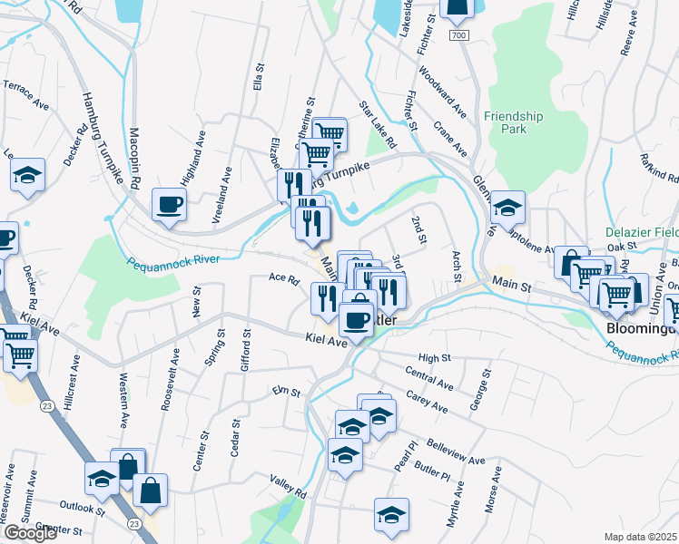 map of restaurants, bars, coffee shops, grocery stores, and more near in Butler