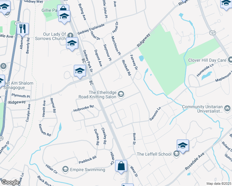 map of restaurants, bars, coffee shops, grocery stores, and more near 15 Easton Avenue in White Plains