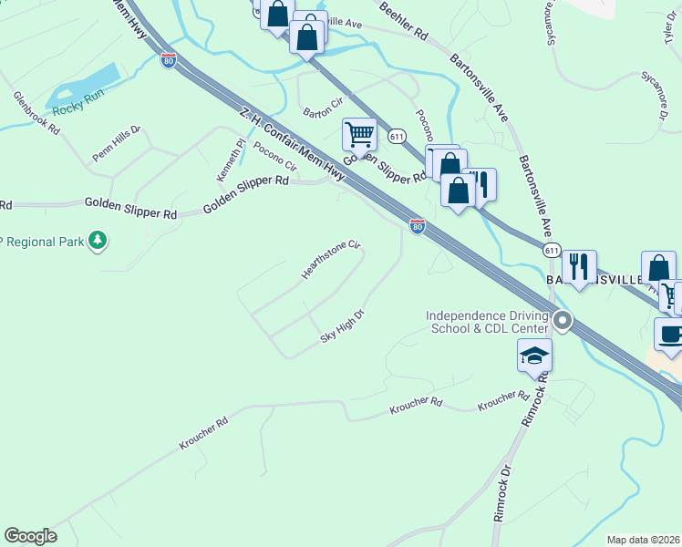 map of restaurants, bars, coffee shops, grocery stores, and more near 86 Hearth Stone Cir in Monroe