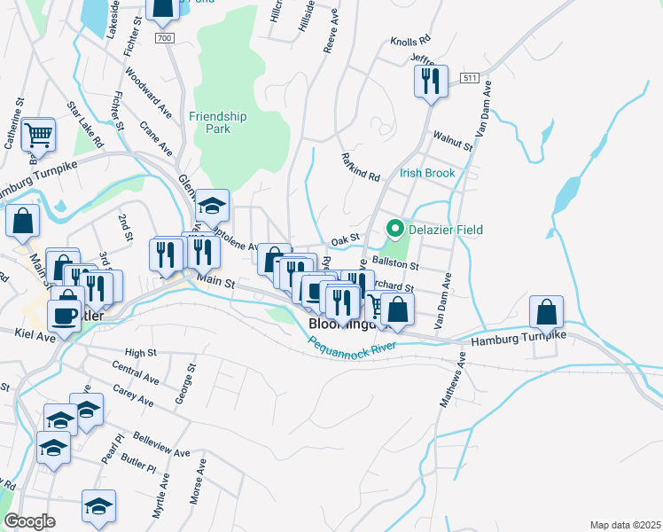 map of restaurants, bars, coffee shops, grocery stores, and more near 28 Ryerson Avenue in Bloomingdale