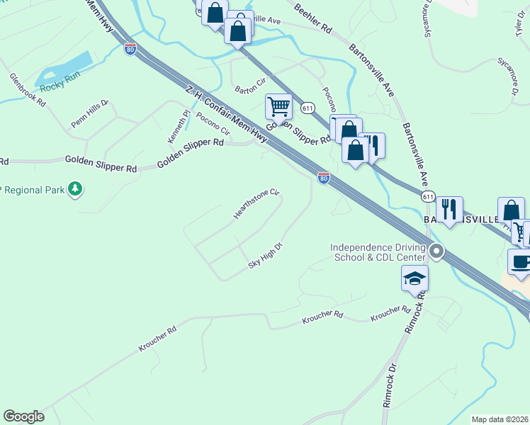 map of restaurants, bars, coffee shops, grocery stores, and more near 86 Hearth Stone Cir in Monroe