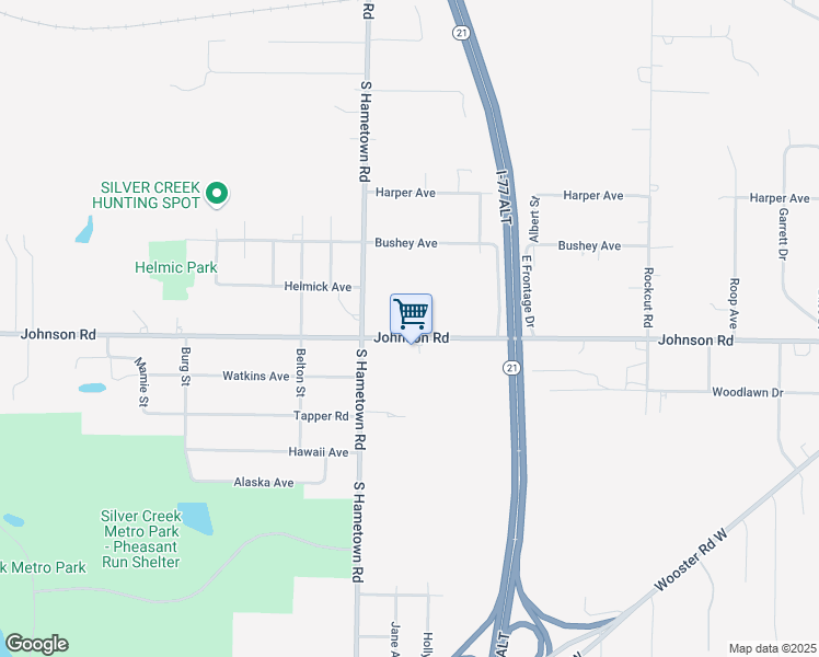 map of restaurants, bars, coffee shops, grocery stores, and more near 3999 Johnson Road in Norton