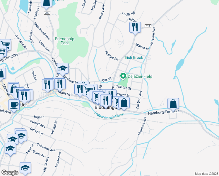 map of restaurants, bars, coffee shops, grocery stores, and more near 4 Hennion Place in Bloomingdale