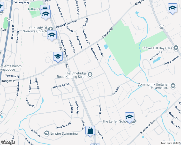 map of restaurants, bars, coffee shops, grocery stores, and more near 15 Easton Avenue in White Plains