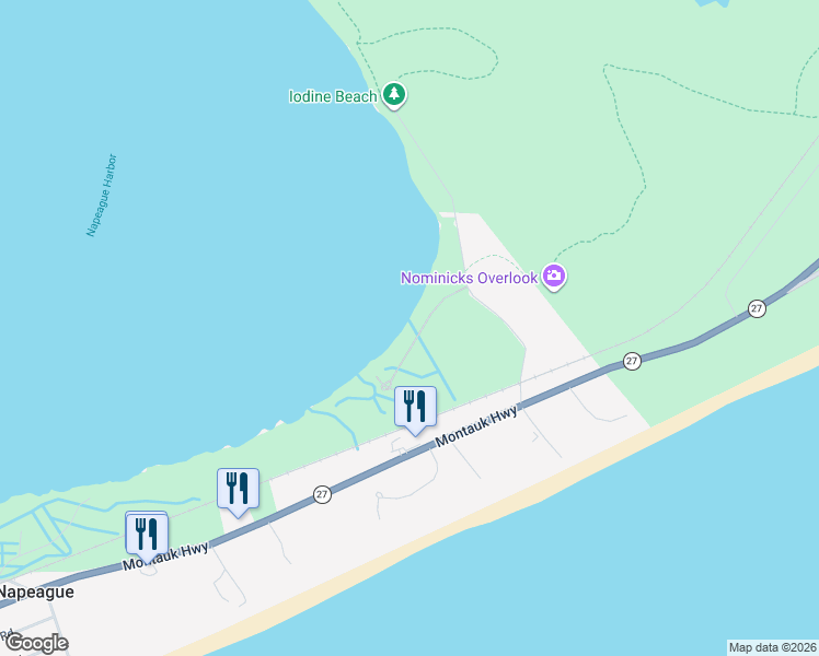 map of restaurants, bars, coffee shops, grocery stores, and more near 36 Private Road in Greenport