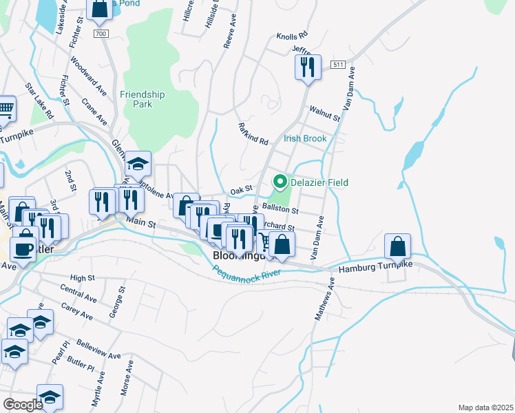 map of restaurants, bars, coffee shops, grocery stores, and more near 4 Hennion Place in Bloomingdale