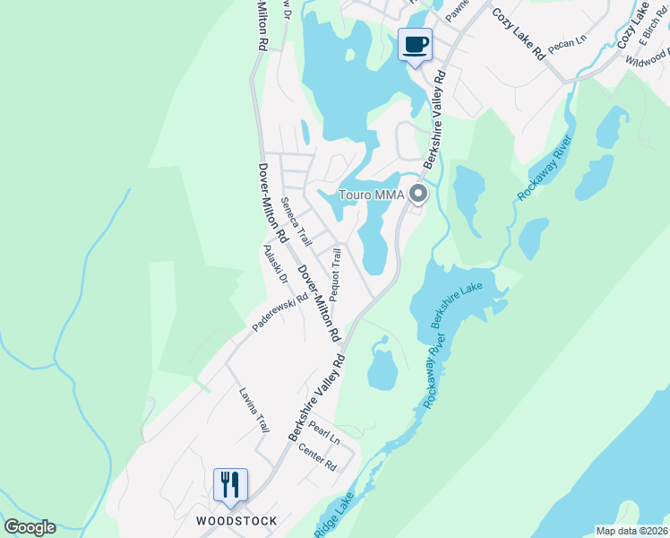 map of restaurants, bars, coffee shops, grocery stores, and more near 9 Pequot Trail in Jefferson