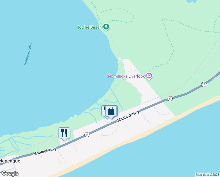 map of restaurants, bars, coffee shops, grocery stores, and more near 36 Private Road in Greenport