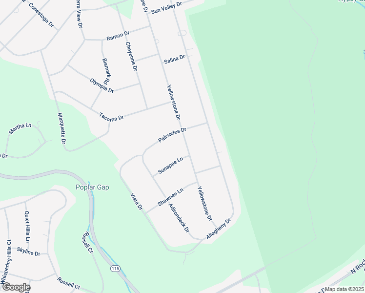 map of restaurants, bars, coffee shops, grocery stores, and more near 2641 Yellowstone Drive in Blakeslee
